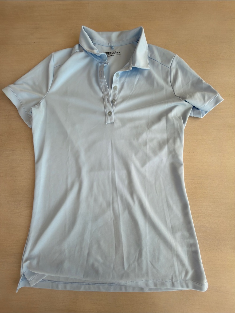 Nike Light Blue Women's Polo Shirt with Button Placket - Size Medium